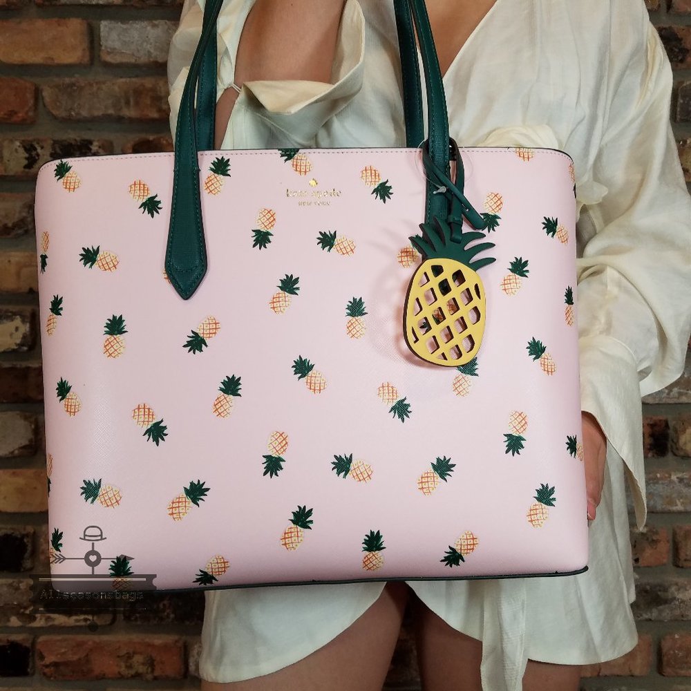 AUTHENTIC NWT Kate Spade Marlee Pink Pineapple Tote Continental Wallet SET - Picture 5 of 13